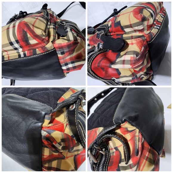 Authentic BURBERRY Vintage Check Graffiti Print Medium Rucksack Backpack Antique - Picture 8 of 13